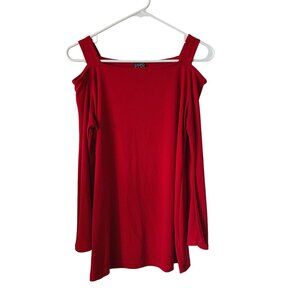 Clara Sun Woo US Women's Sz S Bell Sleeve Cold Shoulder Red Blouse Top USA Made